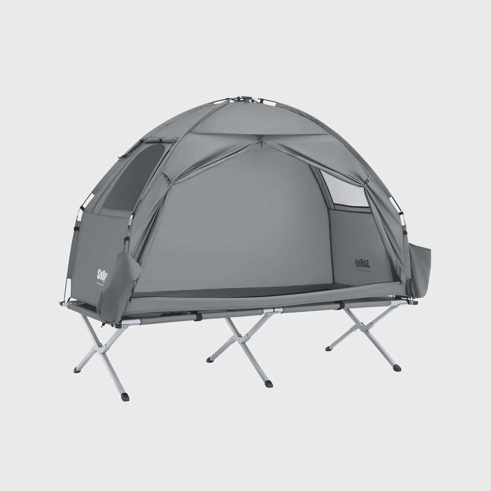 SoBuy 3-in-1 Camping Tent voor 1 Persoon - Groen met Lamp- en Schoenenopslag