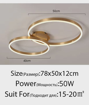 Moderne LED Plafondlamp 3 Cirkels - Goud/Koffie - Woonkamer & Slaapkamer