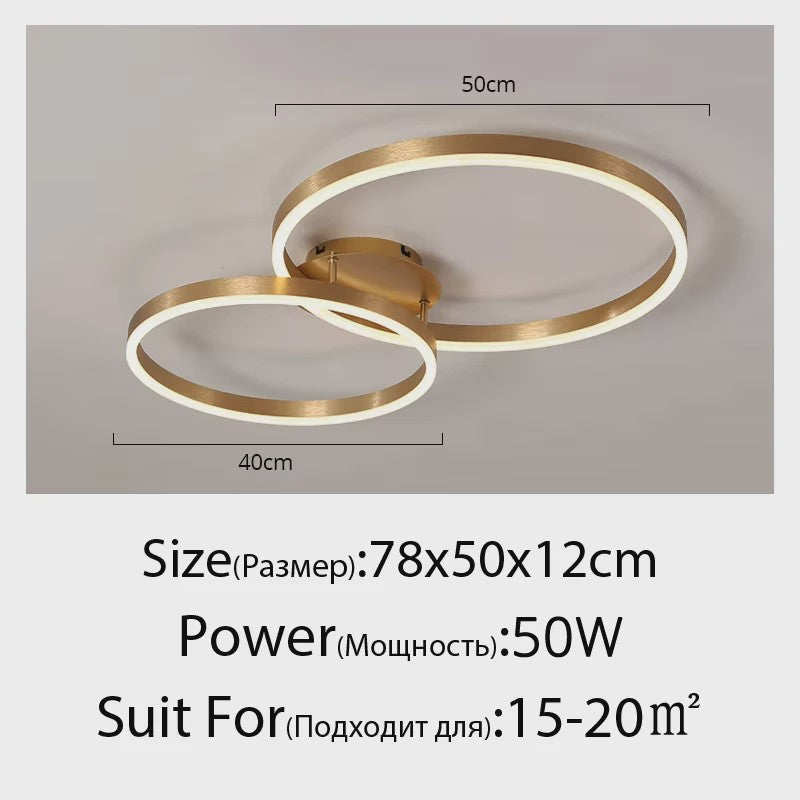 Moderne LED Plafondlamp 3 Cirkels - Goud/Koffie - Woonkamer & Slaapkamer