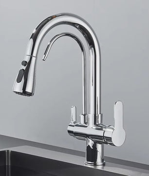 Mat Zwarte Keukenmengkraan met Uittrekbare Sproeikop & Waterfilter Functie - 360° Draaibaar