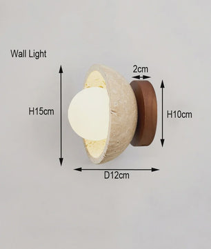 Wabi Sabi Stijl Plafondlamp - Natuursteen Look met Houten Accent