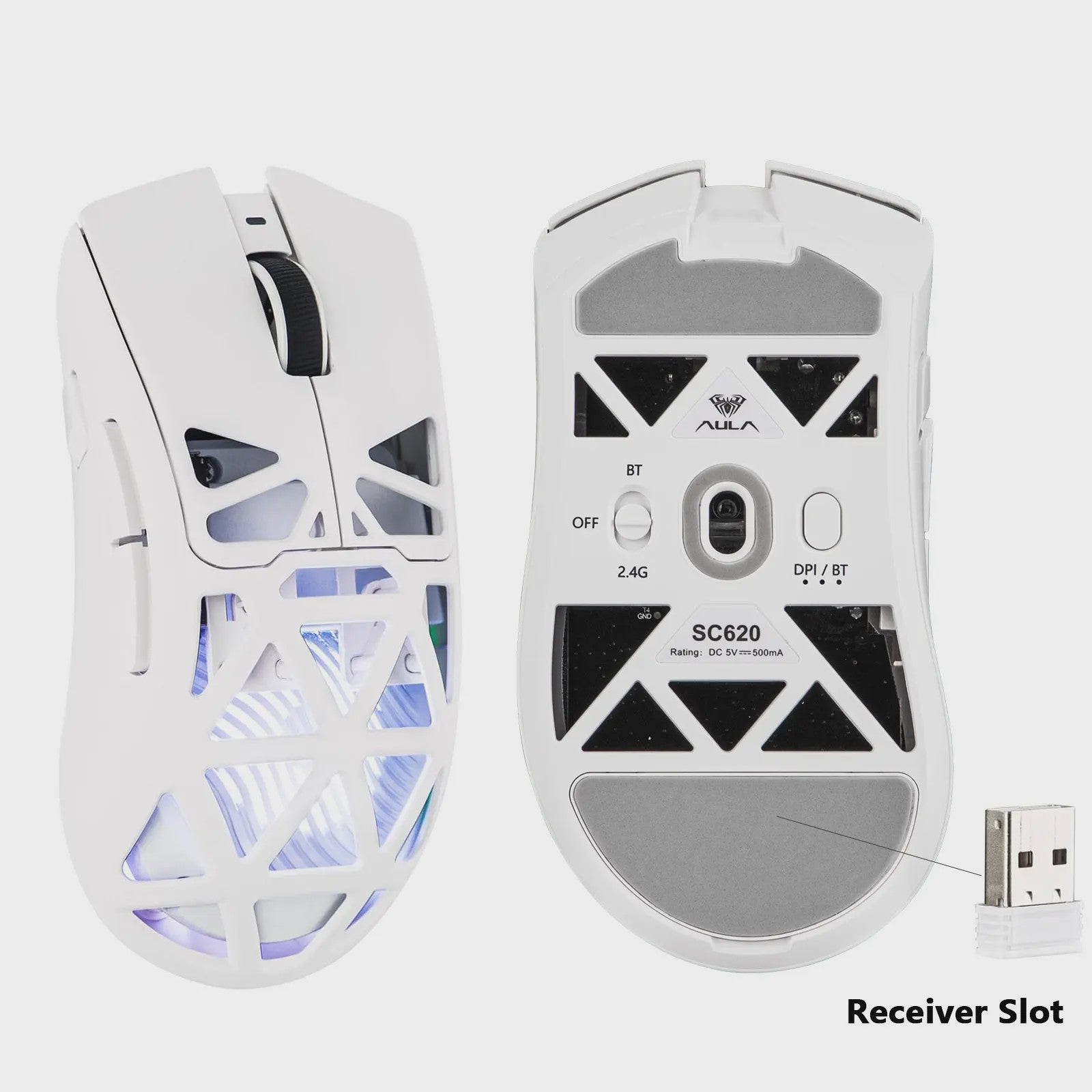 AULA SC620 Gaming Muis - Tri-Mode Connectiviteit (Wired/BT/2.4G), Lichtgewicht, 12000 DPI, PAW3311 Sensor