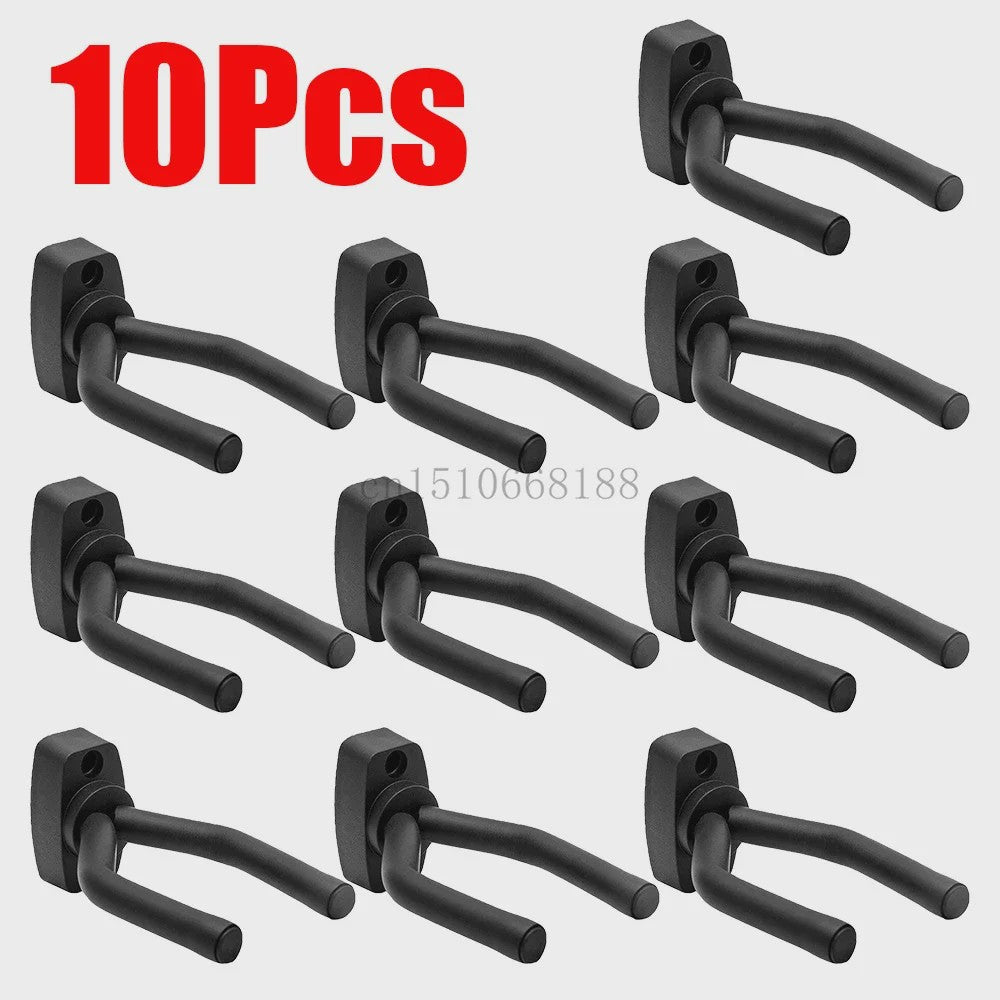 Gitaar Muurbeugel Hanger Set (1-10 Stuks) - Zwart - Universeel voor Gitaar, Bas, Ukulele