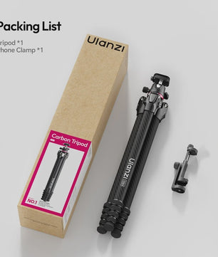 Ulanzi TZ01: Veelzijdige 2-in-1 Carbon Fiber Tripod (1.63m) - Compact & Stabiel voor Outdoor, Vlogging & Reizen