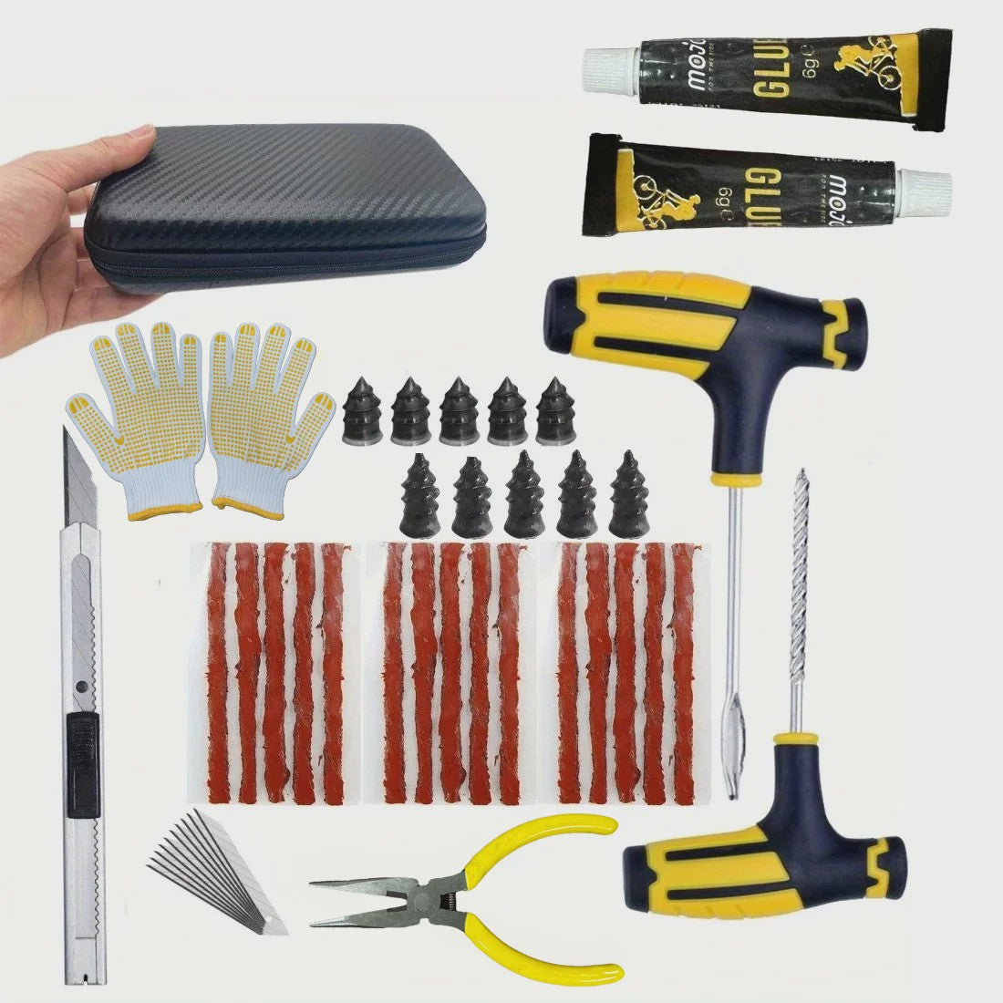 Noodbandreparatieset - Heavy-Duty Lijm & Rubberstrips voor Auto, Truck, Camper