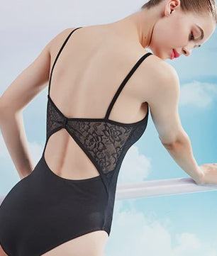 Zwarte Ballet Leotard voor Dames en Meisjes - Elegante Dans Bodysuit met Kant