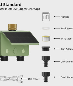 Slimme WiFi Tuinsproeier Timer - 2 Zones, Zonne-energie & App Bediening