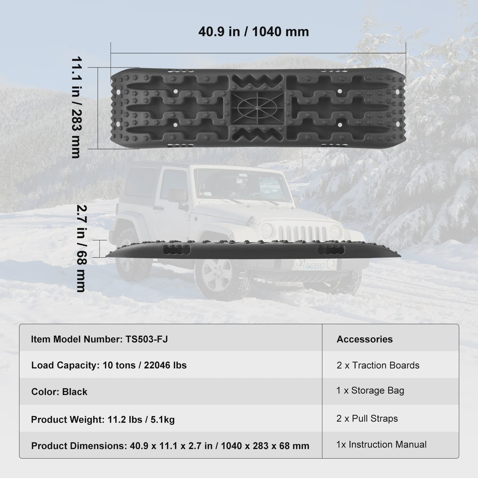 10 Ton Traction Boards (2 stuks) - Off-road Banden Herstelmatten voor SUV, Jeep, Camper