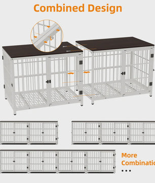 Stijlvolle Houten Hondenkennel - Meubelstijl Bench met 3 Deuren en Uitneembare Lade