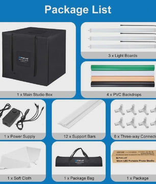 80cm Opvouwbare Fotostudio Lightbox - Krachtige 14000LM LED Verlichting & 4 Kleuren Achtergronden