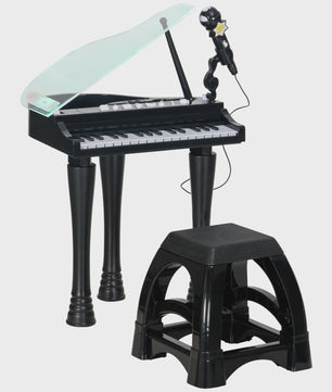 Zwart Kinder Elektrisch Piano Speelgoed met Krukje - 32 Toetsen & Microfoon