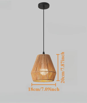 Handgeweven Rotan Hanglamp - Boho Stijl Papier Touw Plafondlamp voor Woonkamer & Slaapkamer