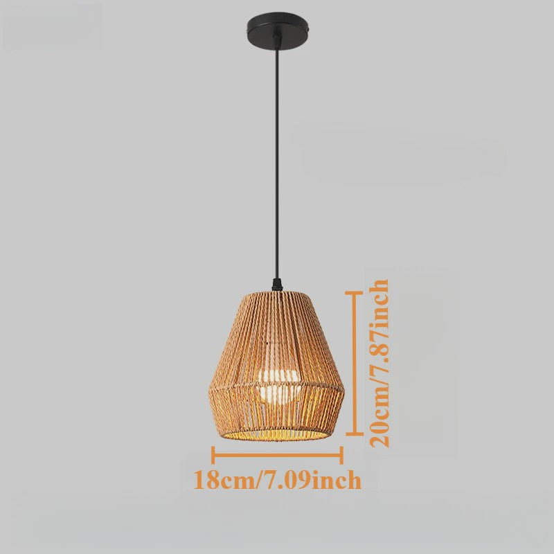 Handgeweven Rotan Hanglamp - Boho Stijl Papier Touw Plafondlamp voor Woonkamer & Slaapkamer