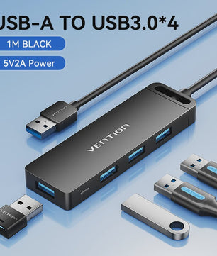 Vention USB 3.0 Hub met 4 Poorten - Hoge Snelheid & Brede Compatibiliteit