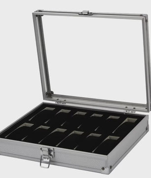 Aluminium Horlogedoos met 12 Vakken - Luxe Opberg- en Display Case