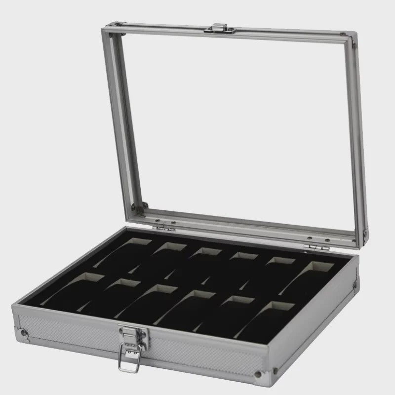 Aluminium Horlogedoos met 12 Vakken - Luxe Opberg- en Display Case