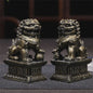 Set van 2 Chinese Leeuwen Beelden - Fu Dogs - Brons & Jade Steen Look