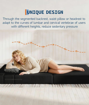 Garvee 4-in-1 Opvouwbare Futon Sofa Bed: Multifunctionele Slaapbank met Memory Foam Matras & Kussen