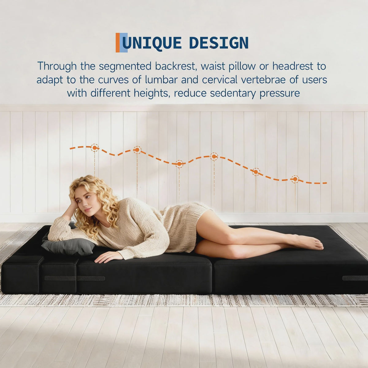 Garvee 4-in-1 Opvouwbare Futon Sofa Bed: Multifunctionele Slaapbank met Memory Foam Matras & Kussen