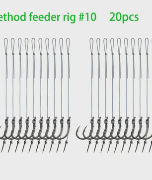 Method Feeder Rigs Set: 10/20 Stuks Haken met Gevlochten Lijn voor Feeder Vissen