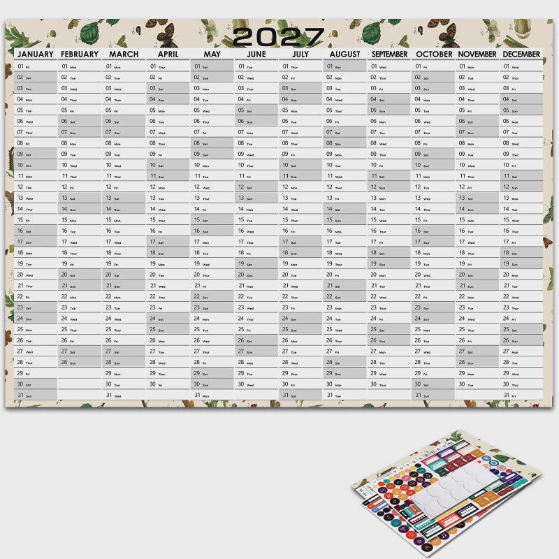 2027 Jaarplanner Kalender - Creatieve Wandkalender & Planner met Stickers