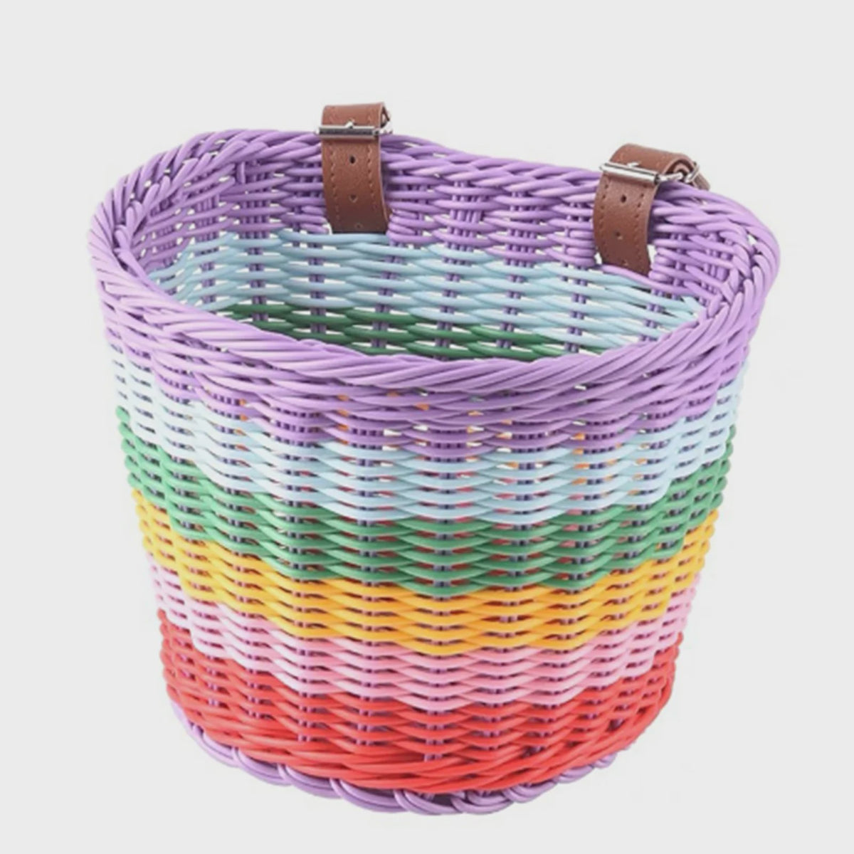 Regenboog Fietsmand Kinderen - Kleurrijk Rotan Stuurmandje
