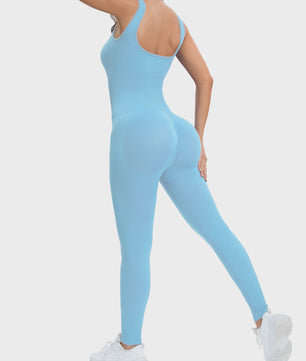 Dames Shapewear Jumpsuit met Ingebouwde BH - Bodycon, Vierkante Hals, Mouwloos & Ribbel Design