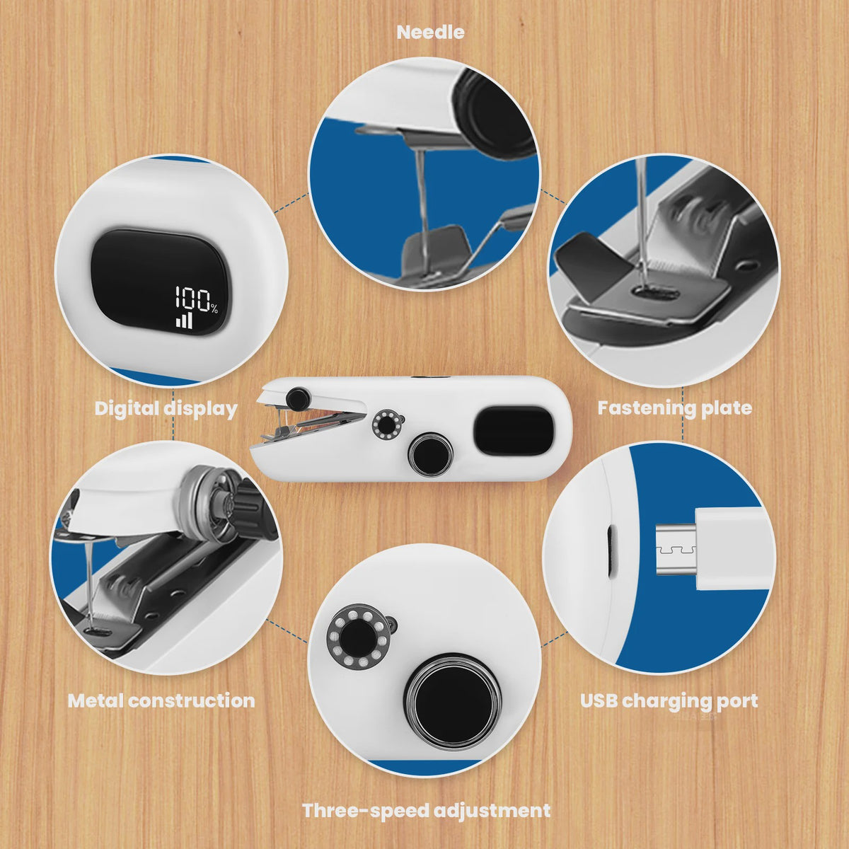 Handheld Sewing Machine, Electric Mini Sewing Machine With Three Speeds Portable, With LED Display, Suitable For DIY, Garments, Curtains, Hand Sewing Machines For Beginners