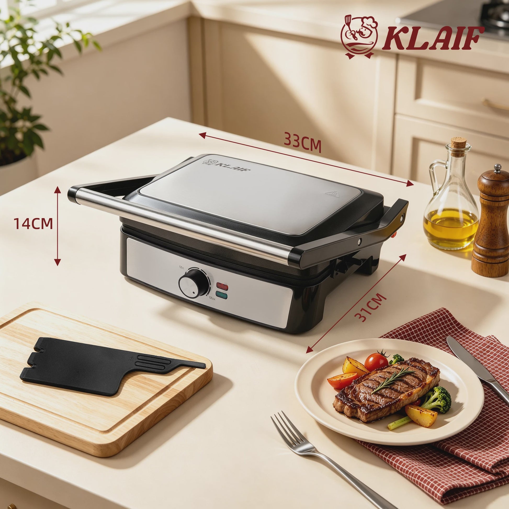 Dubbelzijdige Contactgrill 2200W - Panini Maker & BBQ met Precisie Temperatuurregeling