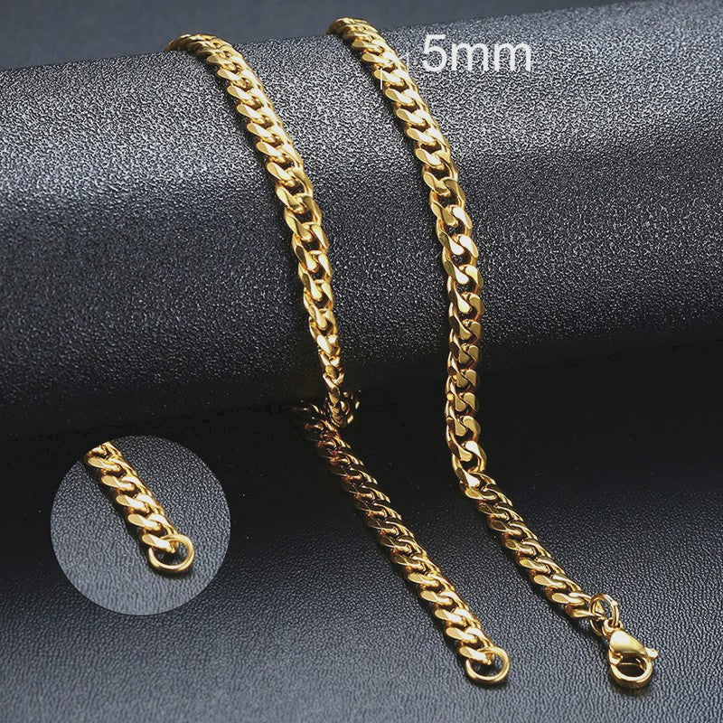 Vnox Gouden Kubaanse Ketting - Roestvrij Staal Unisex Halsketting