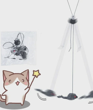Interactief Katten Speelgoed Muis - Hangend Deur Speeltje met Veertje