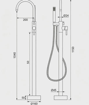 Vrijstaande Badkraan met Handdouche - Draaibare Mixer voor Warm & Koud Water