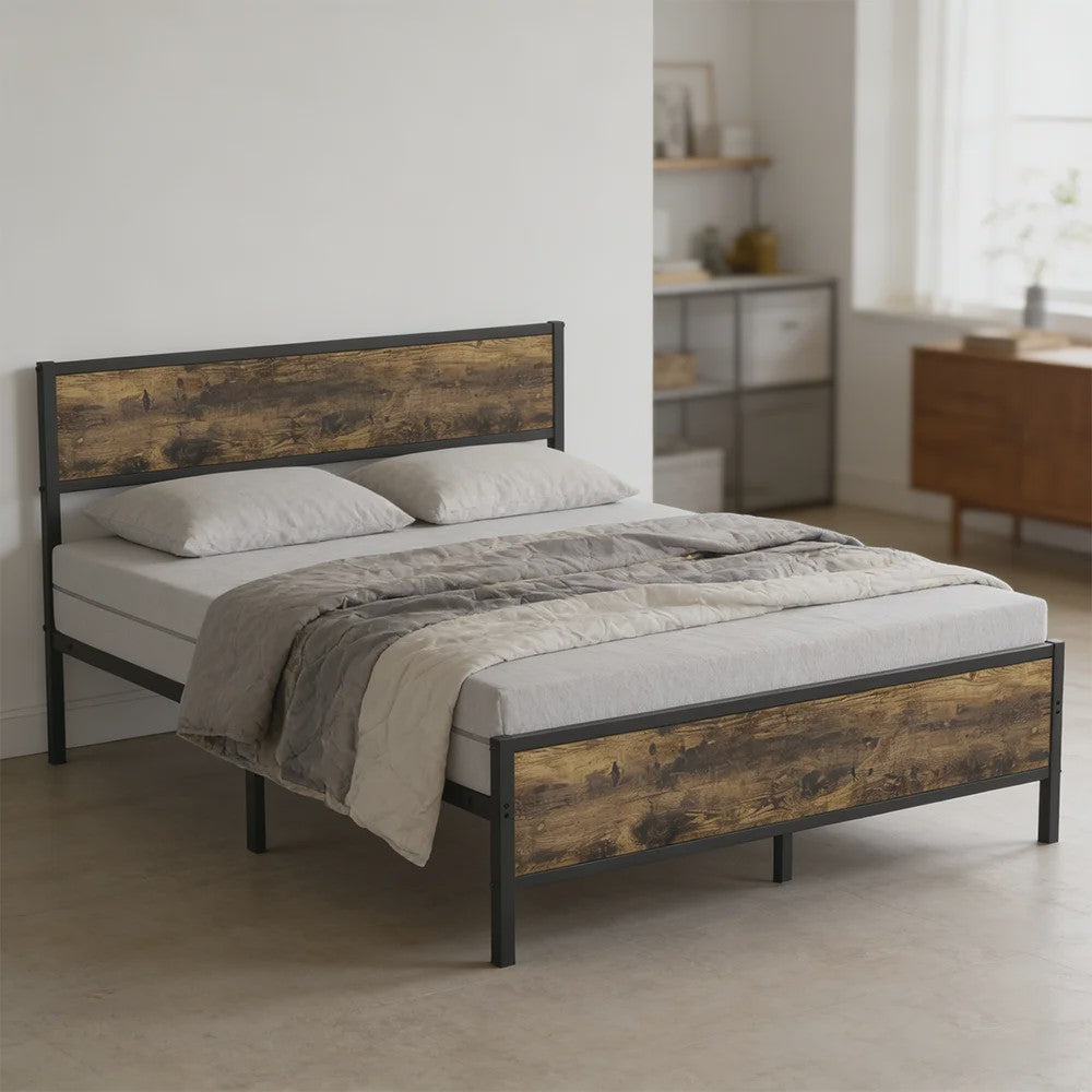 Industrieel Stalen Bedframe 90x200/140x200 cm met 27cm Vrije Ruimte - Vintage Design