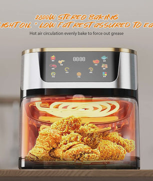 Krachtige Airfryer Oven 8L met 2800W, LED Touchscreen en Groot Visueel Venster