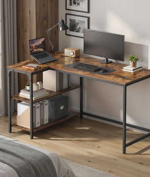L-vormig Bureau met 3 Planken - 120 x 80 cm Hoekbureau voor Computer & Werk