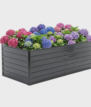 Verhoogd Zwart Metalen Plantenbak 190x90x64cm - Duurzaam & Roestvrij