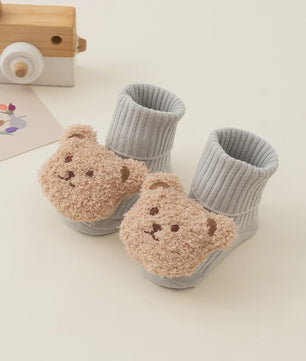 Schattige Babysokjes met Beer - Zacht Katoen, Anti-slip, Lente/Herfst