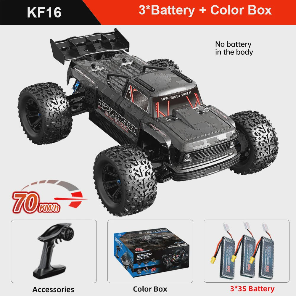 KF16 1:12 RC Monster Truck - 70KM/H Snel, Brushless Motor, 4WD Off-Road Raceauto voor Kinderen