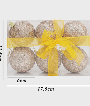 Kerstballen Champagne Goud Glitter 6cm - Set van 6, 12, 18, 24 of 30 stuks