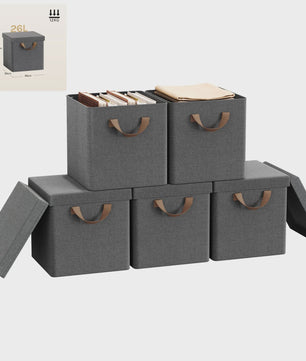 Opvouwbare Opbergbox met Deksel - Set van 3 of 5 - Stoffen Organizer voor Kleding en Speelgoed