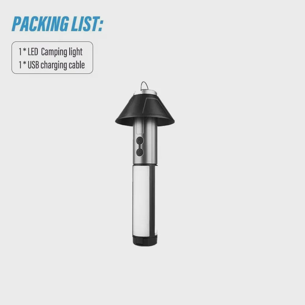Multifunctionele Campinglamp & Zaklamp 2-in-1, USB Oplaadbaar met Haak