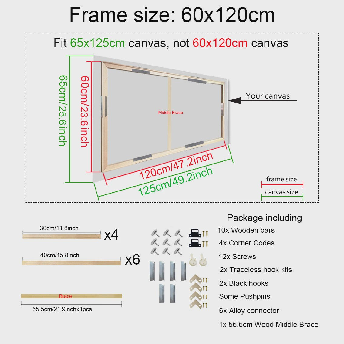 Houten Canvas Frame 35x55cm & 40x60cm - Perfect voor Schilderen & Posters