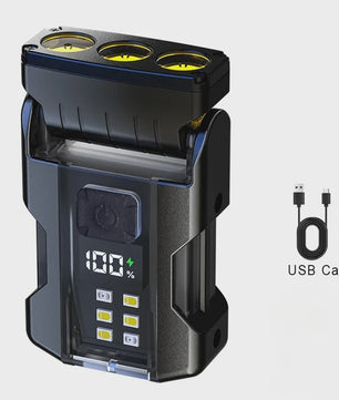 Mini LED Zaklamp USB Oplaadbaar met Batterij Display & Magneet