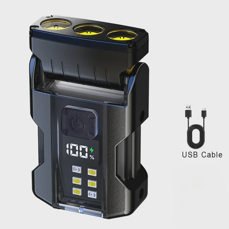 Mini LED Zaklamp USB Oplaadbaar met Batterij Display & Magneet