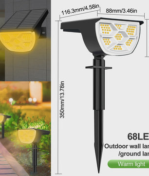 Solar Tuinspots LED (72/68) - IP65 Waterdicht, 3 Modi, Buitenverlichting