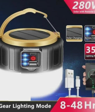 Draagbare Solar LED Camping Lantaarn met USB Opladen & Afstandsbediening