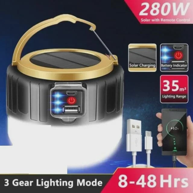 Draagbare Solar LED Camping Lantaarn met USB Opladen & Afstandsbediening