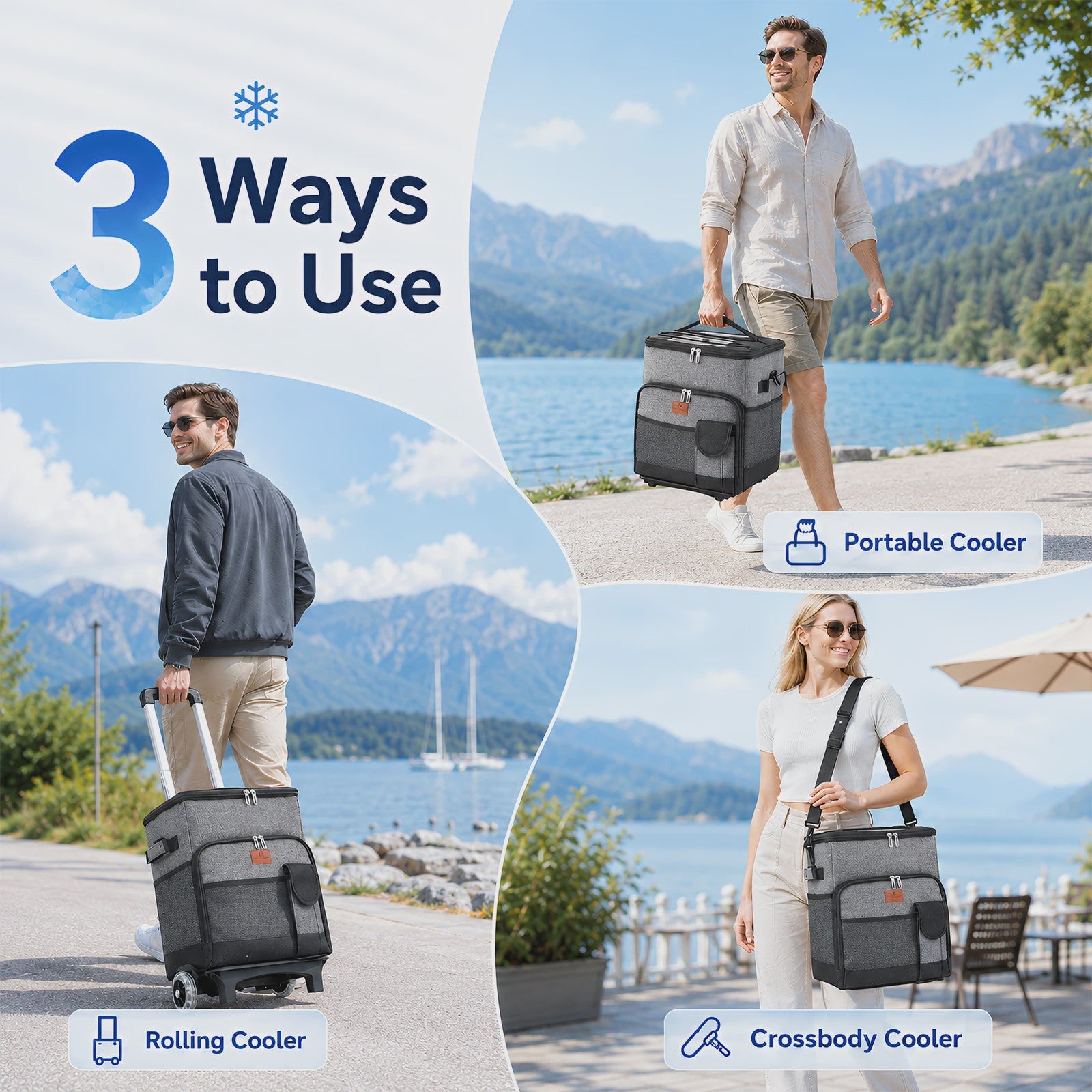 New Insulated Bag Outdoor Picnic Camping Bag Waterproof Oxford Cloth Car Lunch Bag Cooler Bag With Wheels Portable Ice Chest For Picnic Beach Camping Family Outings Travel Keep Cool