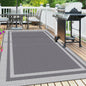 Outdoor Mat 6x9 ft met Grondpennen - Duurzaam PP, Grijs/Wit, voor Tuin, Camping & Strand