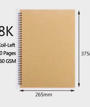 Schetsboek met Dik Papier (160 GSM) - Diverse Maten A3, A4, A5, 8K, 16K - Ideaal voor Tekenen en Schilderen